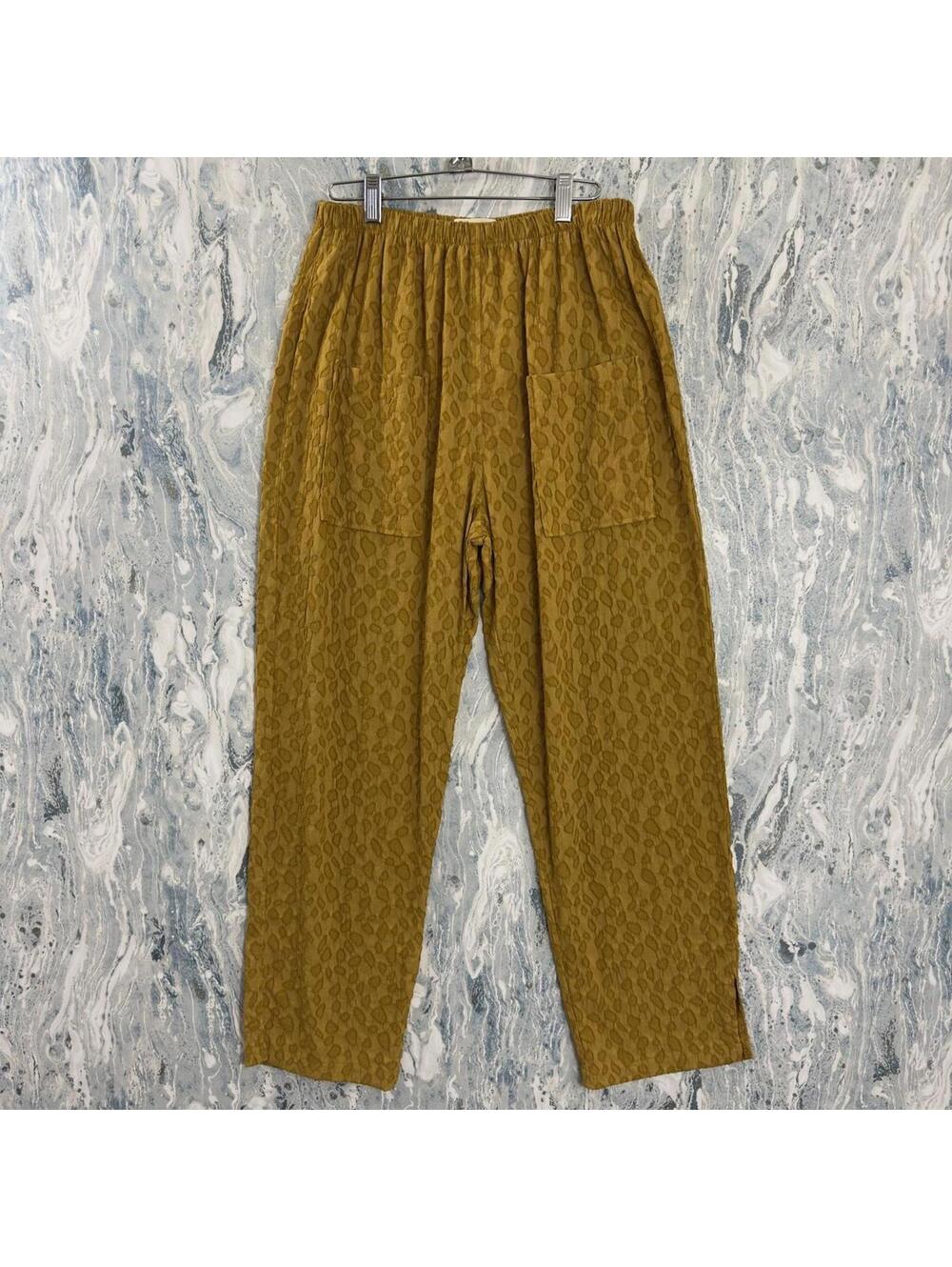 Boho Amber Yellow Textured Leopard Print Pants (L)